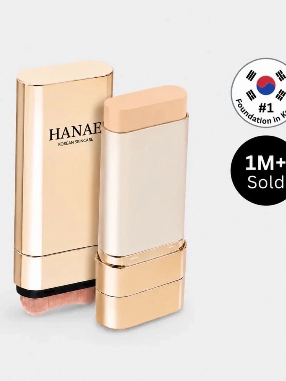 Korean Skincare Natural Beige Stick Foundation with Built-In Brush